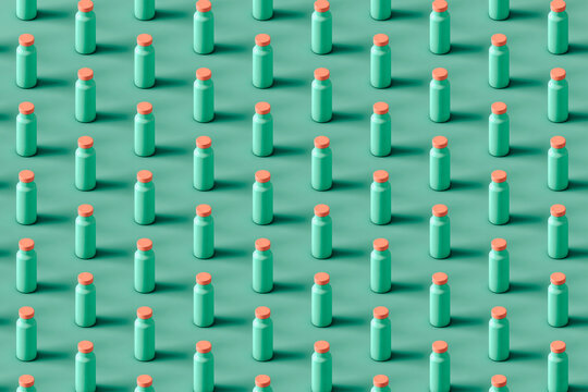 pattern of blue water bottles with pink lits