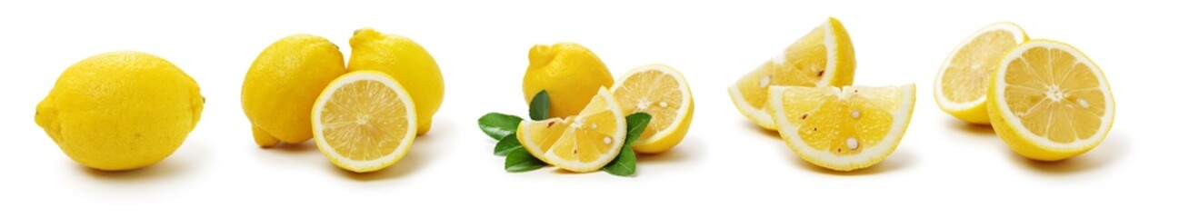 Ripe lemons on white background
