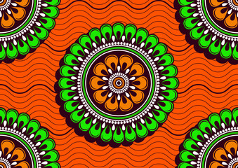 seamless pattern of african textile art, circle abstract image and background, fashion artwork for print, vector file eps10.