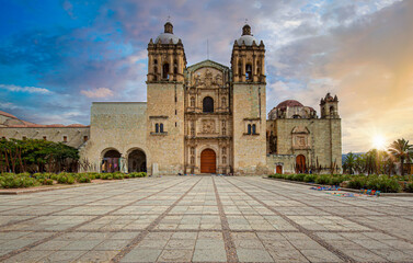 Mexico, Landmark Santo Domingo Cathedral in historic Oaxaca city center.