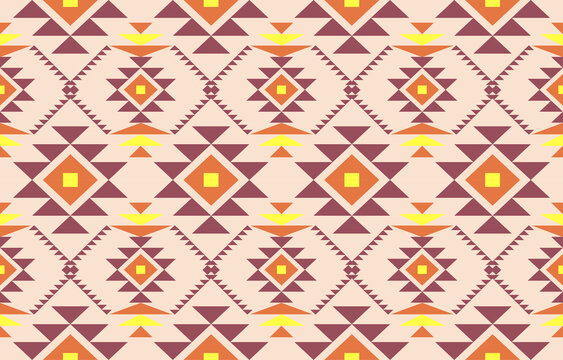Navajo fabric seamless pattern geometric tribal ethnic traditional background,native American Design Elements, Design for carpet,wallpaper,clothing,rug,interior,Vector illustration embroidery.