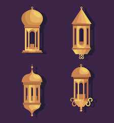 four golden lamps