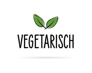 Vegetarisch - Text and Blatt-Icons - Weißer Hintergrund