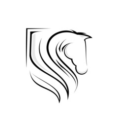 outline design logo shield horse