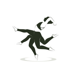 silhouette logo design icon woman dance double