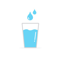Glass of water. Water drop isolated on white background. Vector illustration