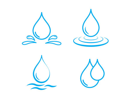 Blue water drop icon. Water splash and blue wave. Clean water. Vector illustration