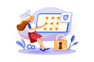 Voice authentication security illustration concept. Flat illustration isolated on white background