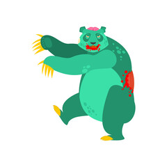 Zombie panda isolated. Zombi chinese bear. Beast revived dead . monster Vector illustration