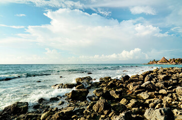 Beautiful Caribbean sea coastline in Riviera Maya, Mexico