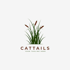 reed logo vector illustration design, cattail grass logo design inspiration