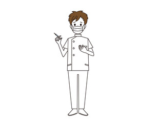 男性の看護師　医療従事者　イラスト