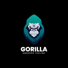 Vector Logo Illustration Gorilla Gradient Colorful Style.