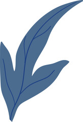 Blue tropical leaf illustration.