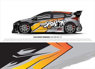 Race car wrap design vector for vehicle vinyl sticker and automotive decal livery
