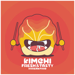 Kimchi cartoon. korean food vector illustration - obrazy, fototapety, plakaty