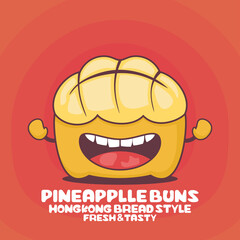 Obraz premium pineapple buns cartoon. vector illustration of hong kong bread