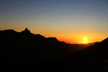 夕暮れ時の槍ヶ岳