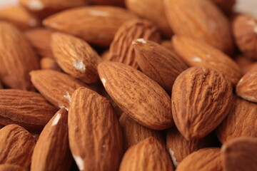 lots of almonds in close-up