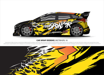 Fototapeta premium Race car wrap design vector for vehicle vinyl sticker and automotive decal livery 