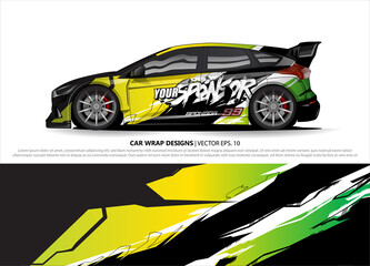 Race car wrap design vector for vehicle vinyl sticker and automotive decal livery
