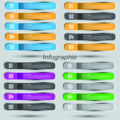 Collection infographics with steps and options