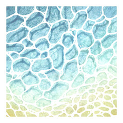 Watercolor illustration of sunny sea beach isolated on white background. Marine collection of hand drawn illustrations.