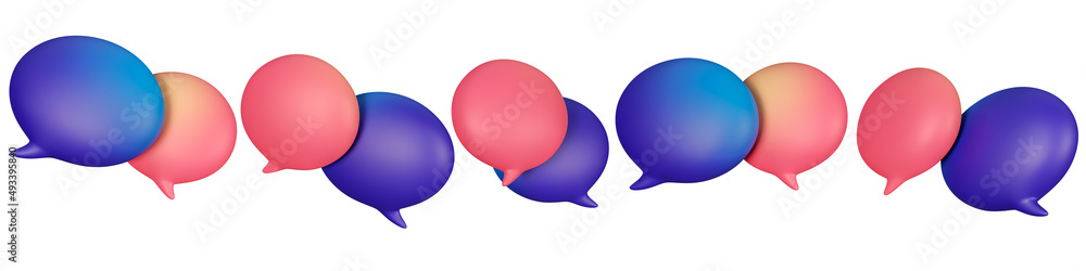 Poster set of 3d live chat isolated on a white background. 5 different angle contact us for web and mobile 