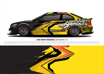 Car wrap decal design vector. abstract Graphic background kit designs for vehicle, race car, rally, livery, sport car
