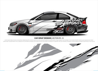 Car wrap decal design vector. abstract Graphic background kit designs for vehicle, race car, rally, livery, sport car
