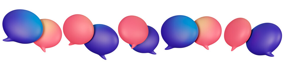 Set of 3d live chat isolated on a white background. 5 different angle contact us for web and mobile app. 3d rendering.