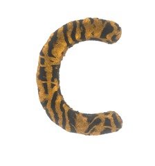 Furry Tiger Themed Font With White Background Letter C