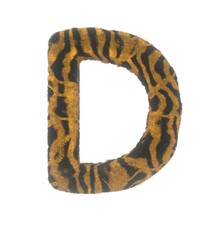 Furry Tiger Themed Font With White Background Letter D