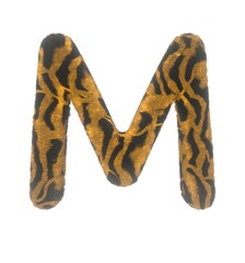 Furry Tiger Themed Font With White Background Letter M