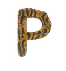 Furry Tiger Themed Font With White Background Letter P