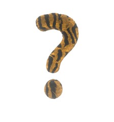 Furry Tiger Themed Font With White Background Question Mark