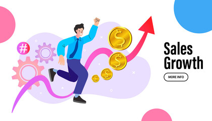 illustration of a person with a banner