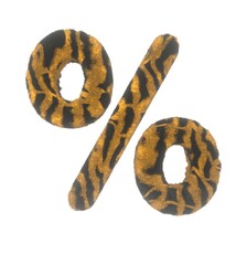 Furry Tiger Themed Font With White Background Percent Sign