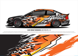 Car wrap decal design vector. abstract Graphic background kit designs for vehicle, race car, rally, livery, sport car
