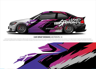 Car wrap decal design vector. abstract Graphic background kit designs for vehicle, race car, rally, livery, sport car