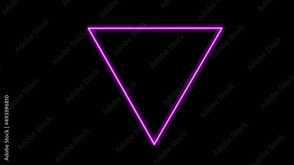 Poster neon light triangle border animation on black background.modern border with blank copy space 4k
