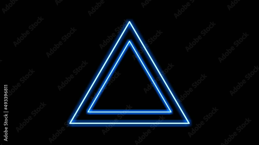Poster neon light triangle border animation on black background.modern border with blank copy space 4k