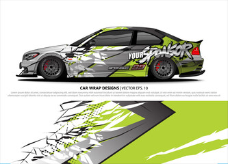 Car wrap decal design vector. abstract Graphic background kit designs for vehicle, race car, rally, livery, sport car