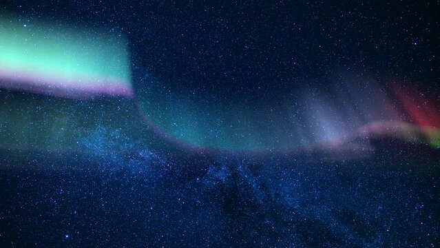 Aurora Borealis Colorful and Milky Way Galaxy Loop