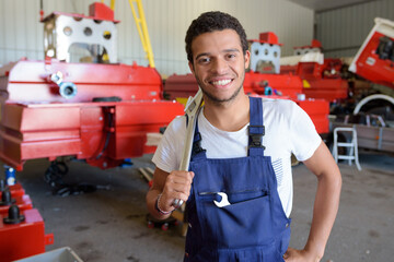 portrait of mechanic man in mechanic shop