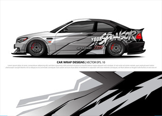 Obraz premium Car wrap decal design vector. abstract Graphic background kit designs for vehicle, race car, rally, livery, sport car
