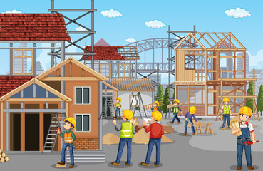 Naklejka premium Scene of building construction site