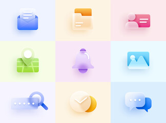 3d website or mobile app icon set