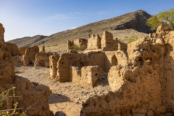 Fototapeta premium Mudbrick ruins Tanuf Oman