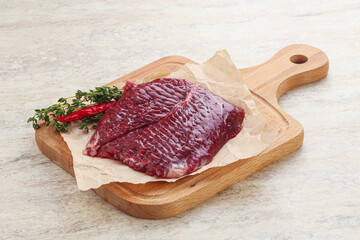 Raw beef machete steak for grill